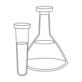 Flask, beaker, tube, science, laboratory black and white clipart