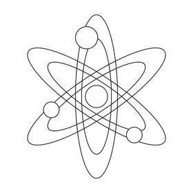 Science atom drawing black and white clipart