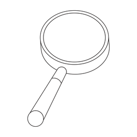 Magnifying glass, magnifier cartoon drawing black and white clipart
