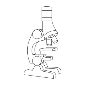 Microscope laboratory drawing black and white clipart