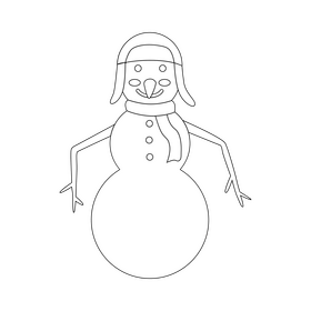 Funny snowman black and white clipart
