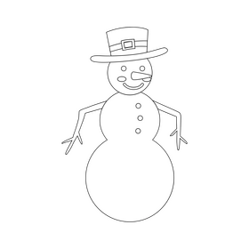 Snowman black and white clipart