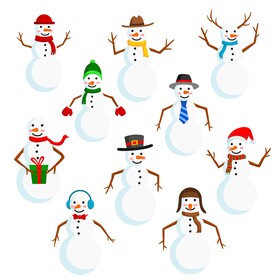 Cute snowman cartoon set vector