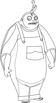 Behemoth cartoon character black and white clipart