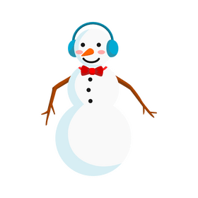 Cute snowman with headphones clipart