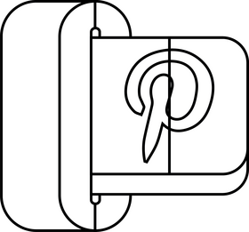 Pinterest social media icon black and white clipart