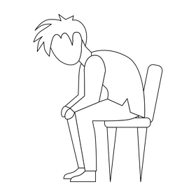 Stressed man drawing black and white clipart