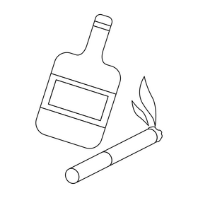 Smoke & Alcohol anti stress drawing black and white clipart