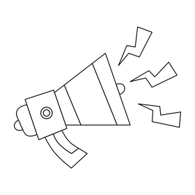 Loud speaker, stress black and white clipart