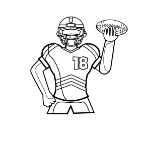 Super Bowl, American football player drawing black and white clipart