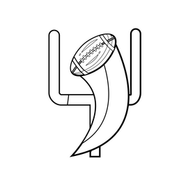 American football goal, Super Bowl black and white clipart