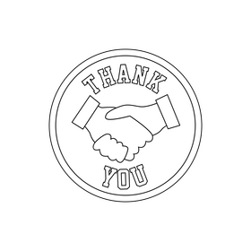 Thank you, handshake drawing black and white clipart