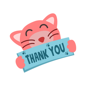 Thank you, cute cat cartoon clipart