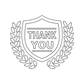 Thank you label drawing black and white clipart