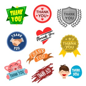Thank You stickers set vector