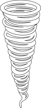 Thin tornado cartoon drawing black and white clipart