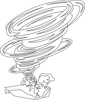 Strong tornado cracking the ground black and white clipart