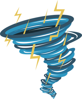 Tornado with lightning cartoon clipart