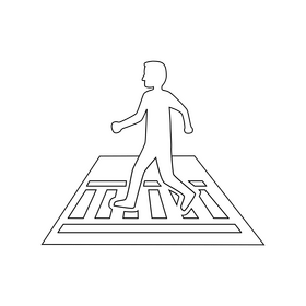 Traffic sign, pedestrian crossing road sign black and white clipart