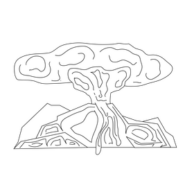 Volcano black and white clipart