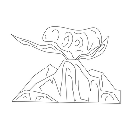Volcano black and white clipart