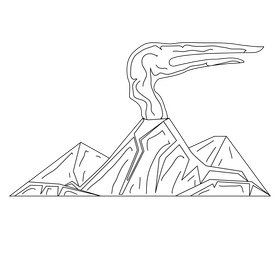 Volcano cartoon black and white clipart