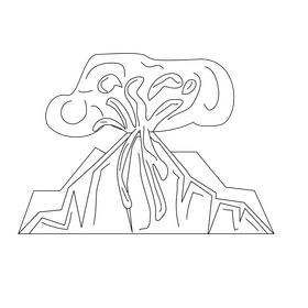 Volcano eruption, mountain black and white clipart