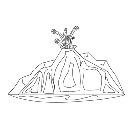 Volcano eruption black and white clipart
