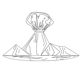 Volcano natural disaster black and white clipart