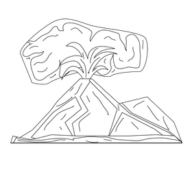Volcano cartoon black and white clipart