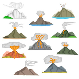 Volcano images set vector
