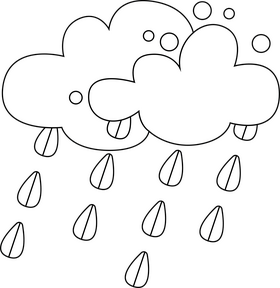 Rainy weather drawing black and white clipart