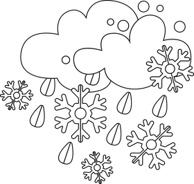 Snowy weather drawing black and white clipart