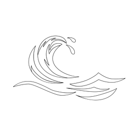 Wave drawing black and white clipart