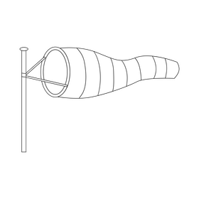 Windsock drawing black and white clipart