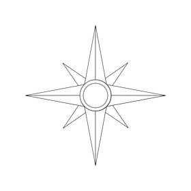 Wind rose, compass drawing black and white clipart