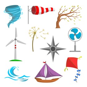 Wind images set vector