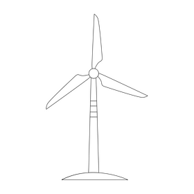 Wind turbine drawing black and white clipart
