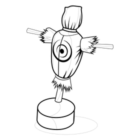 Archery scarecrow target drawing black and white clipart