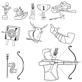 Archer clipart set black and white vector