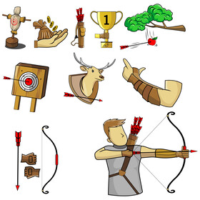Archer clipart set vector