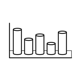Clustered cylinder chart black and white clipart