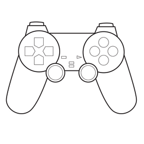 Controller, PS2 Controller joystick drawing black and white clipart