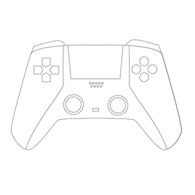 Controller, PS5 joystick drawing black and white clipart