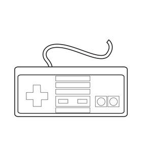 Nintendo Nes joystick controller drawing black and white clipart