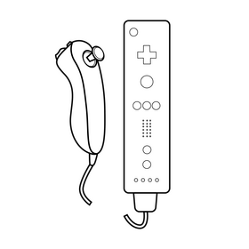 Nintendo Wii joystick gamepad black and white clipart