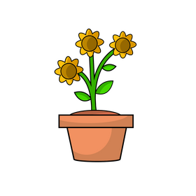 Sunflower plant pot clipart