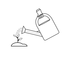 Watering can drawing black and white clipart
