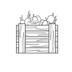Vegetable box drawing black and white clipart