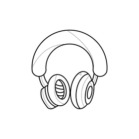 Bluetoosh headphones black and white clipart